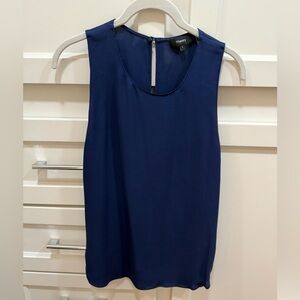 Theory Women's Navy Silk Sleeveless Tank